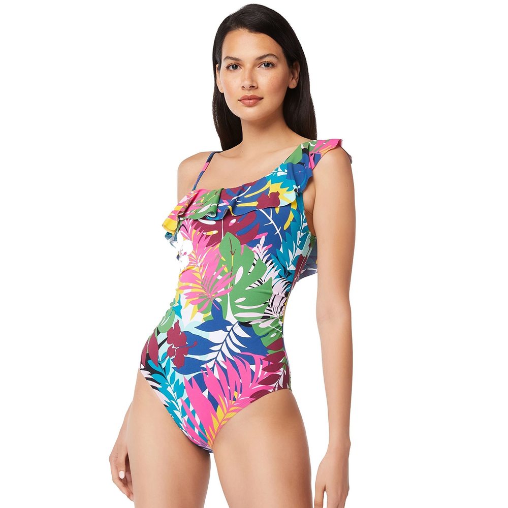 Bleu Rod Beattie One Shoulder One-Piece W/Ruffle & Removable Cups 6